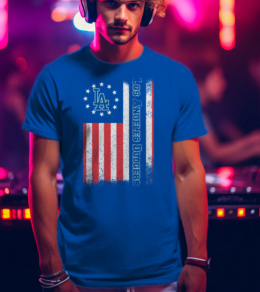 Los Angeles Dodgers American Flag La Logo Patriotic Stars And Stripes T-Shirt