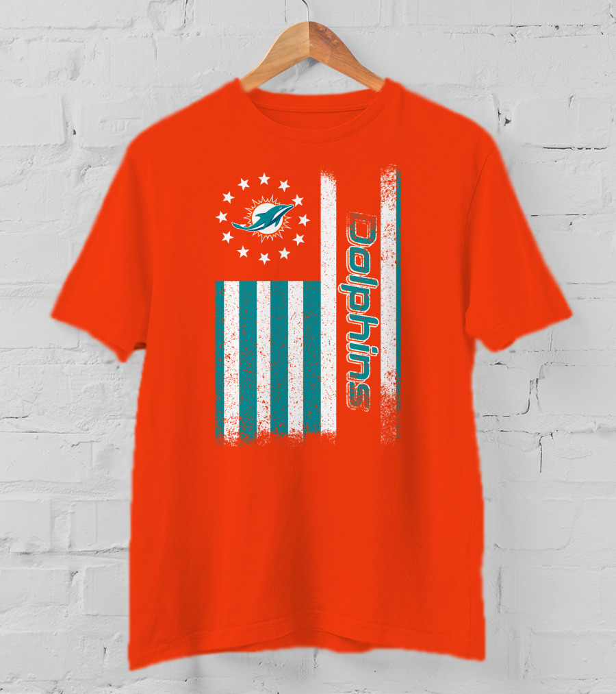 Miami Dolphins American Flag Dolphins Logo Stars T-Shirt