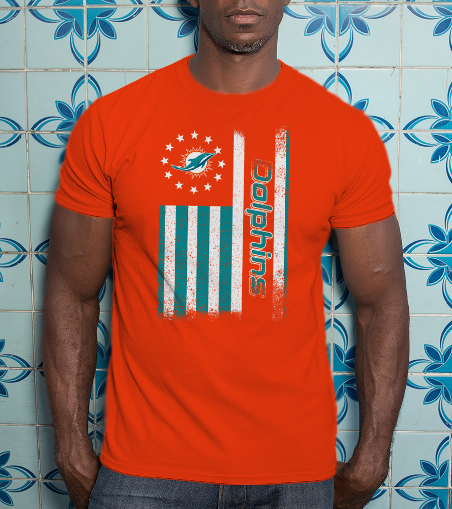 Miami Dolphins American Flag Dolphins Logo Stars T-Shirt