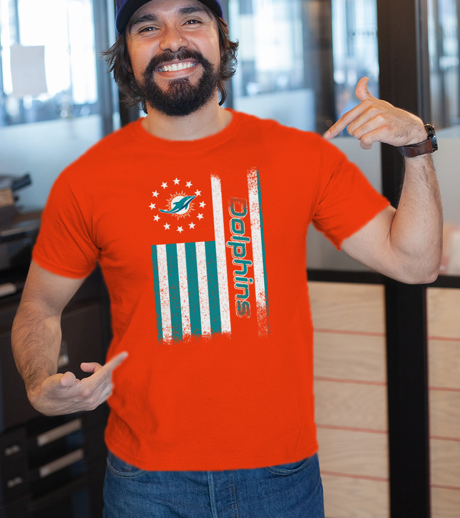 Miami Dolphins American Flag Dolphins Logo Stars T-Shirt