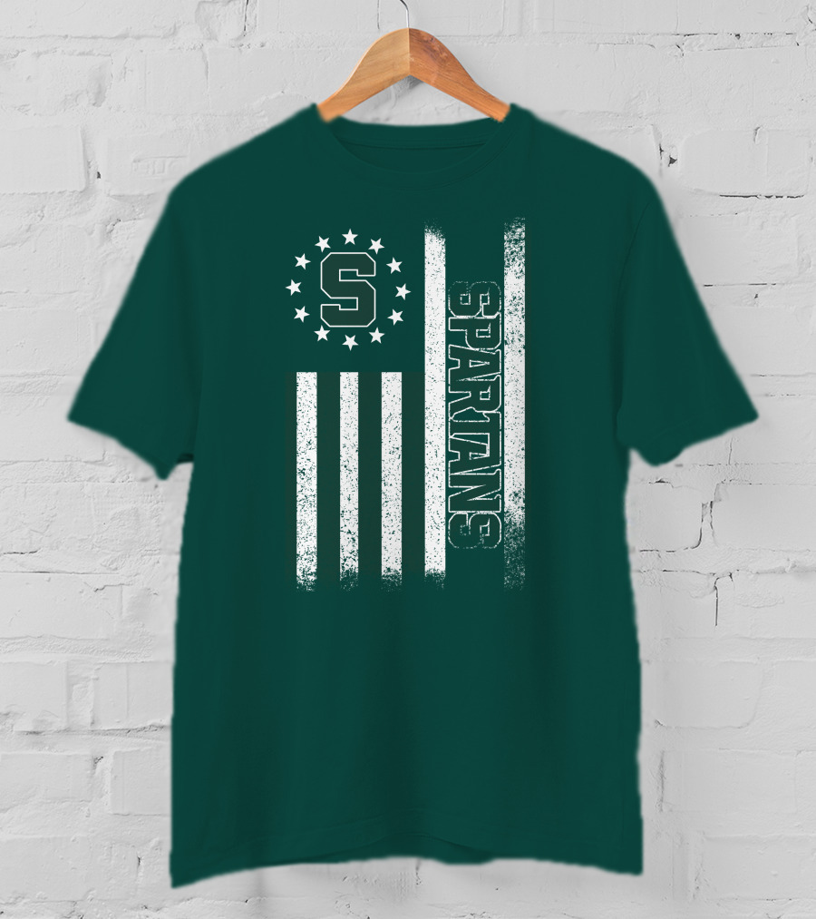 Michigan State Spartans S Logo Flag T-Shirt