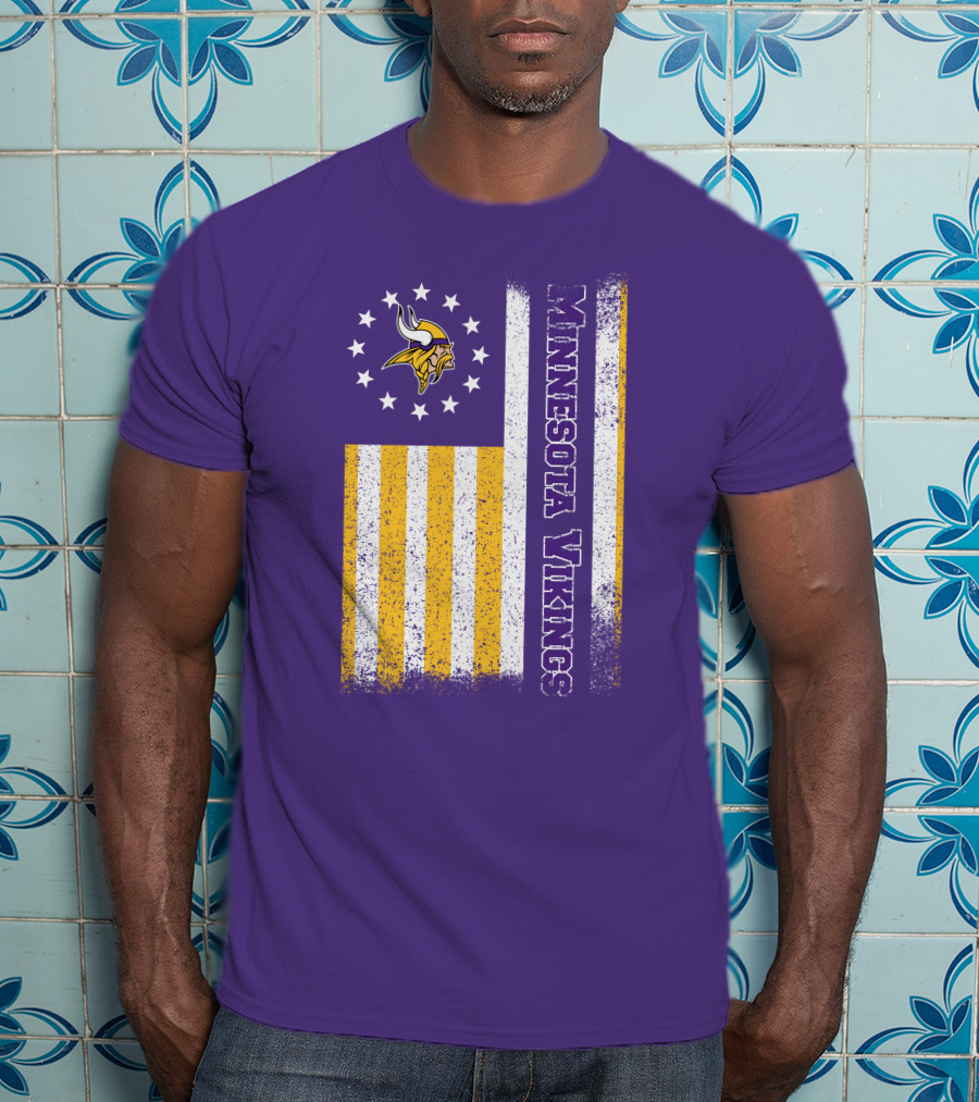 Minnesota Vikings American Flag Stars And Stripes T-Shirt