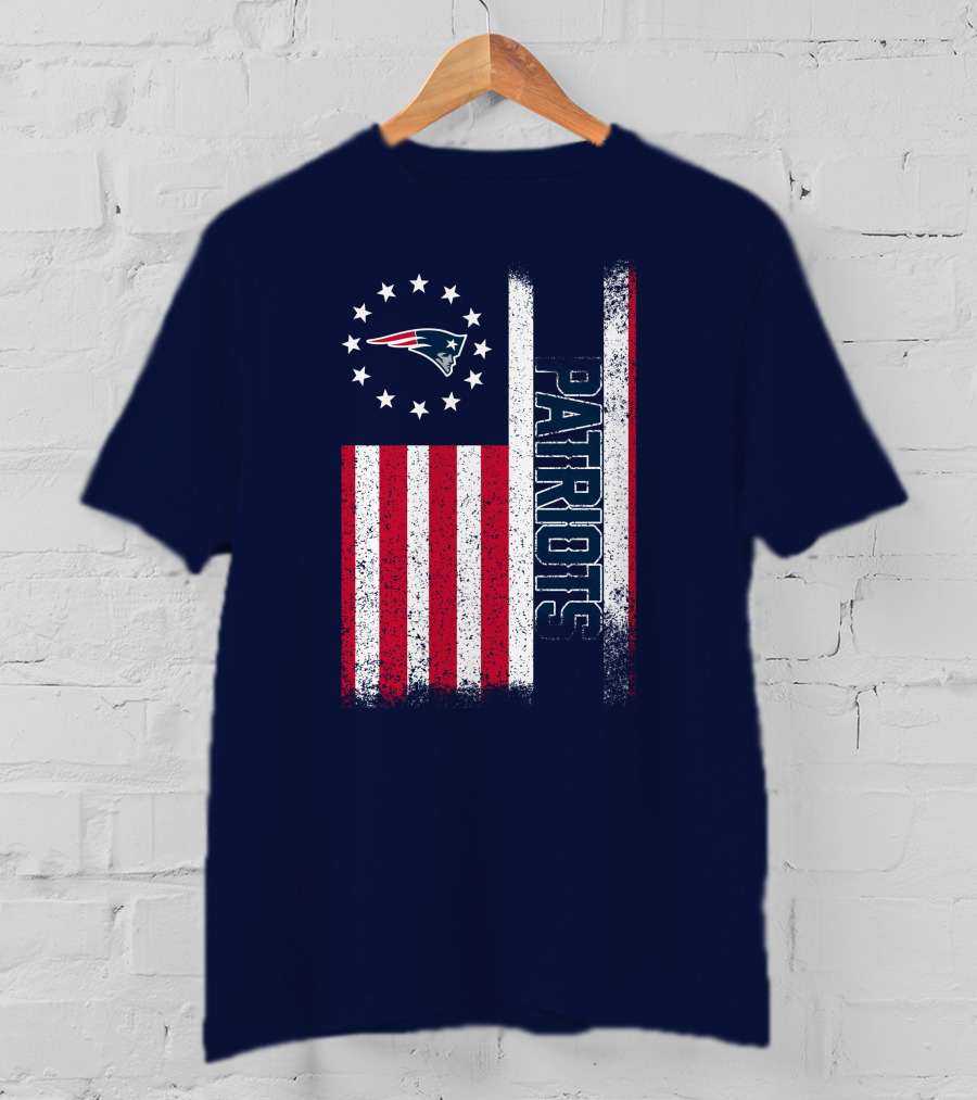 New England Patriots American Flag Patriots Logo Stars And Stripes T-Shirt