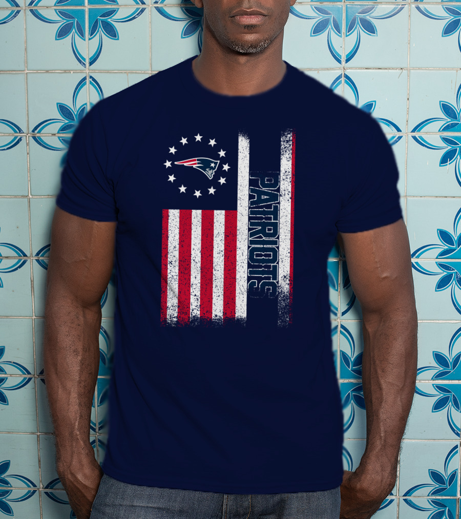 New England Patriots American Flag Patriots Logo Stars And Stripes T-Shirt