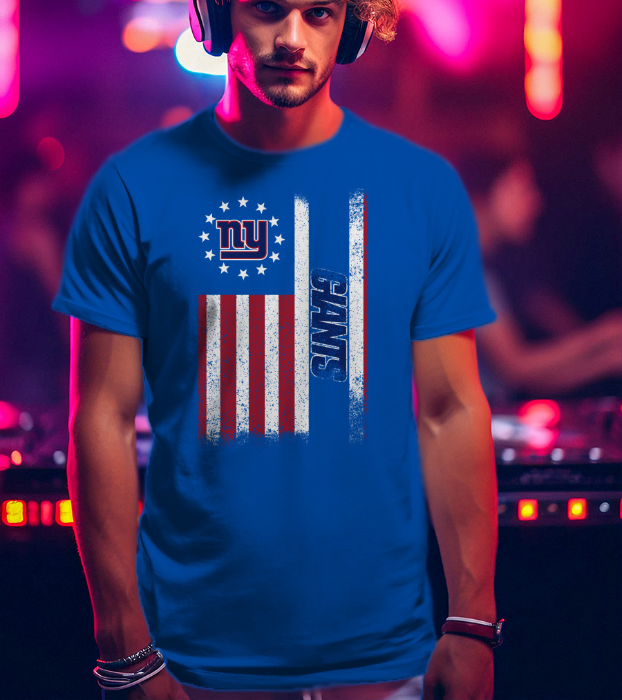 New York Giants Stars And Stripes American Flag T-Shirt