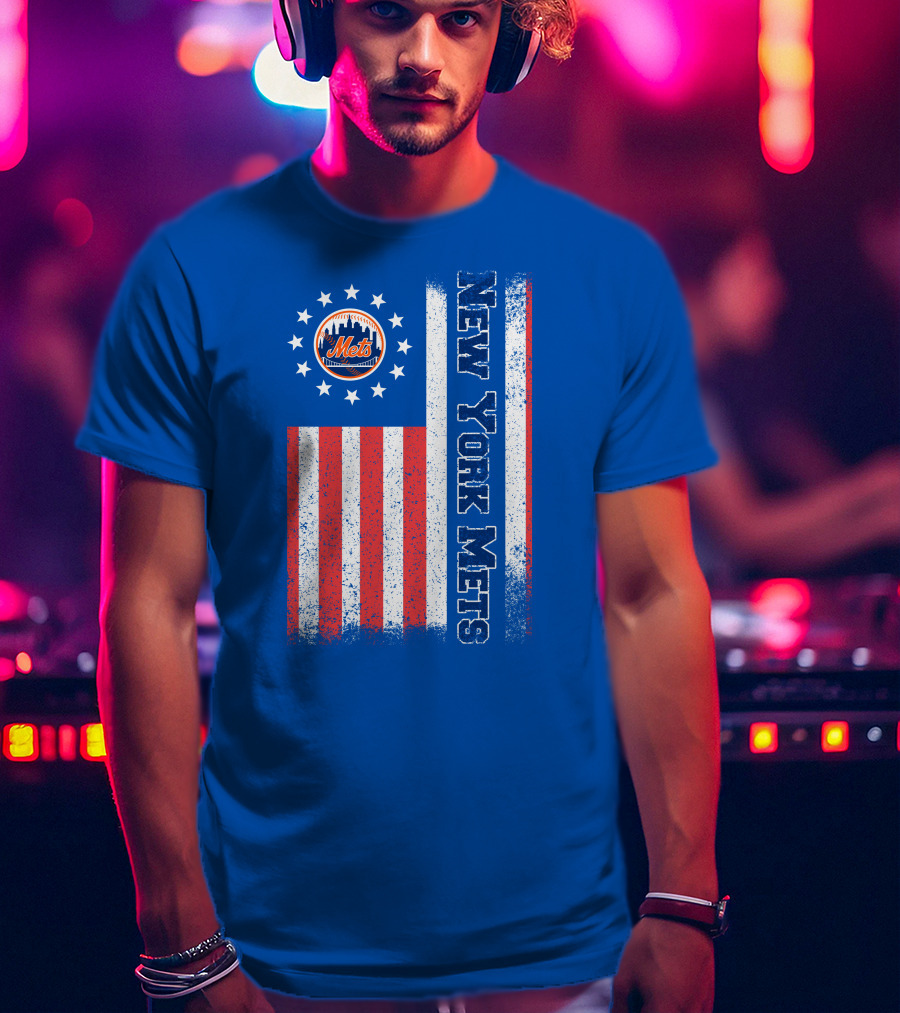 New York Mets American Flag Stars Stripes T-Shirt
