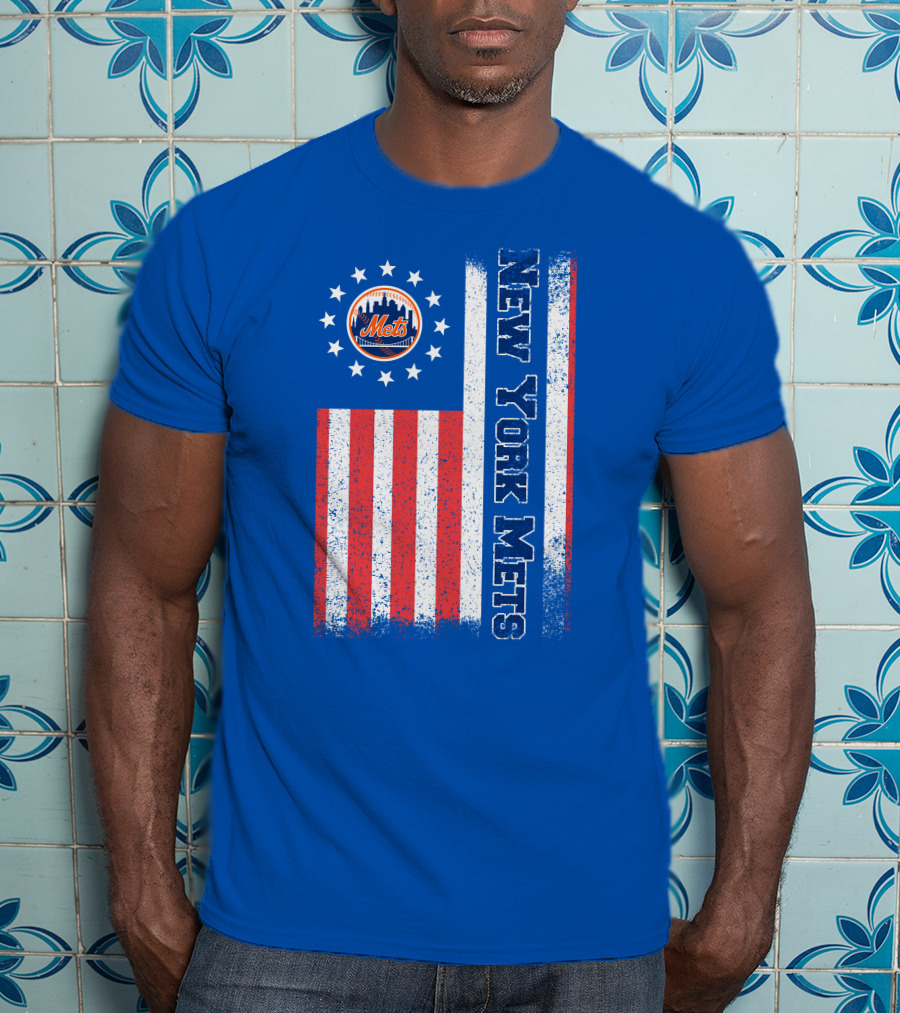 New York Mets American Flag Stars Stripes T-Shirt