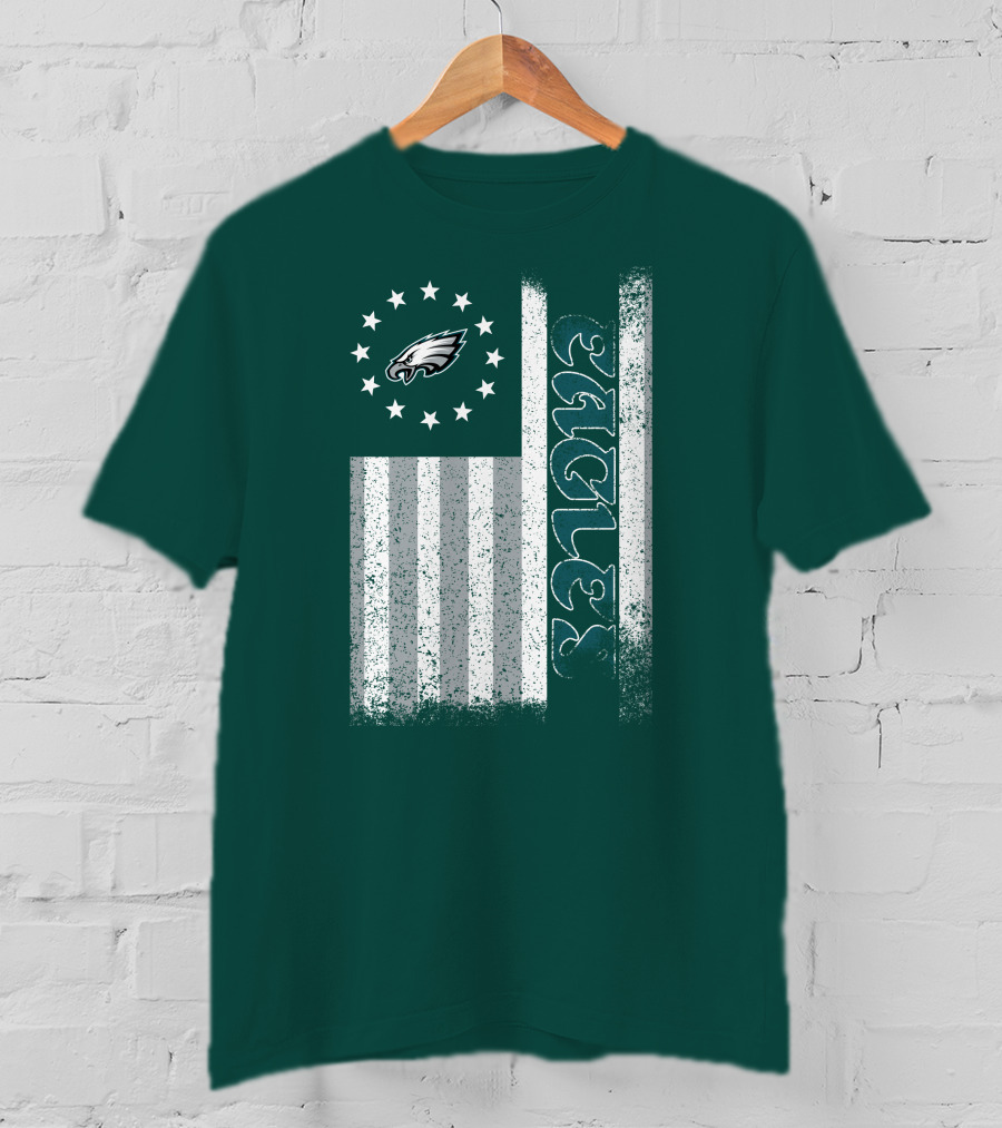 Philadelphia Eagles Stars And Stripes American Flag T-Shirt
