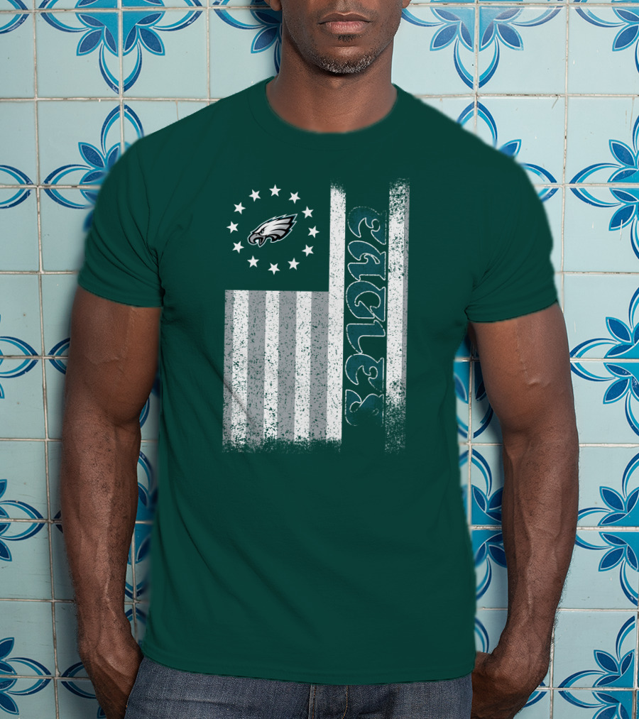 Philadelphia Eagles Stars And Stripes American Flag T-Shirt