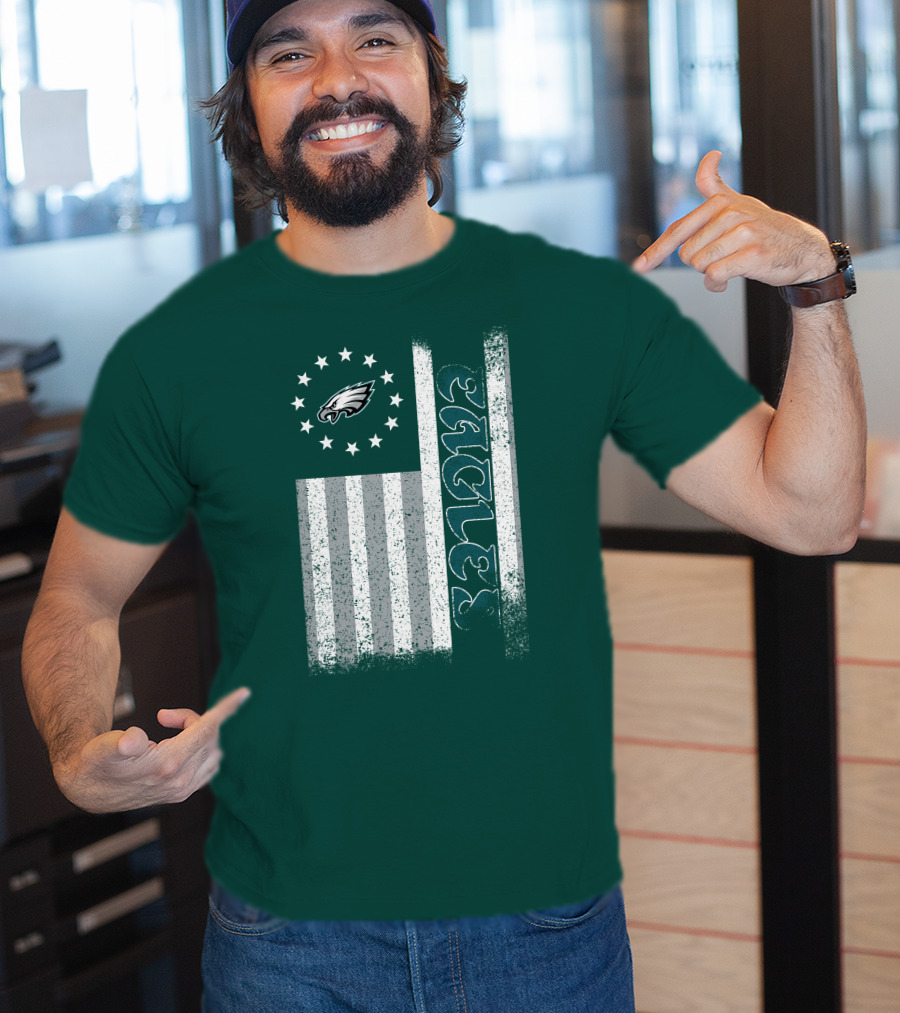 Philadelphia Eagles Stars And Stripes American Flag T-Shirt