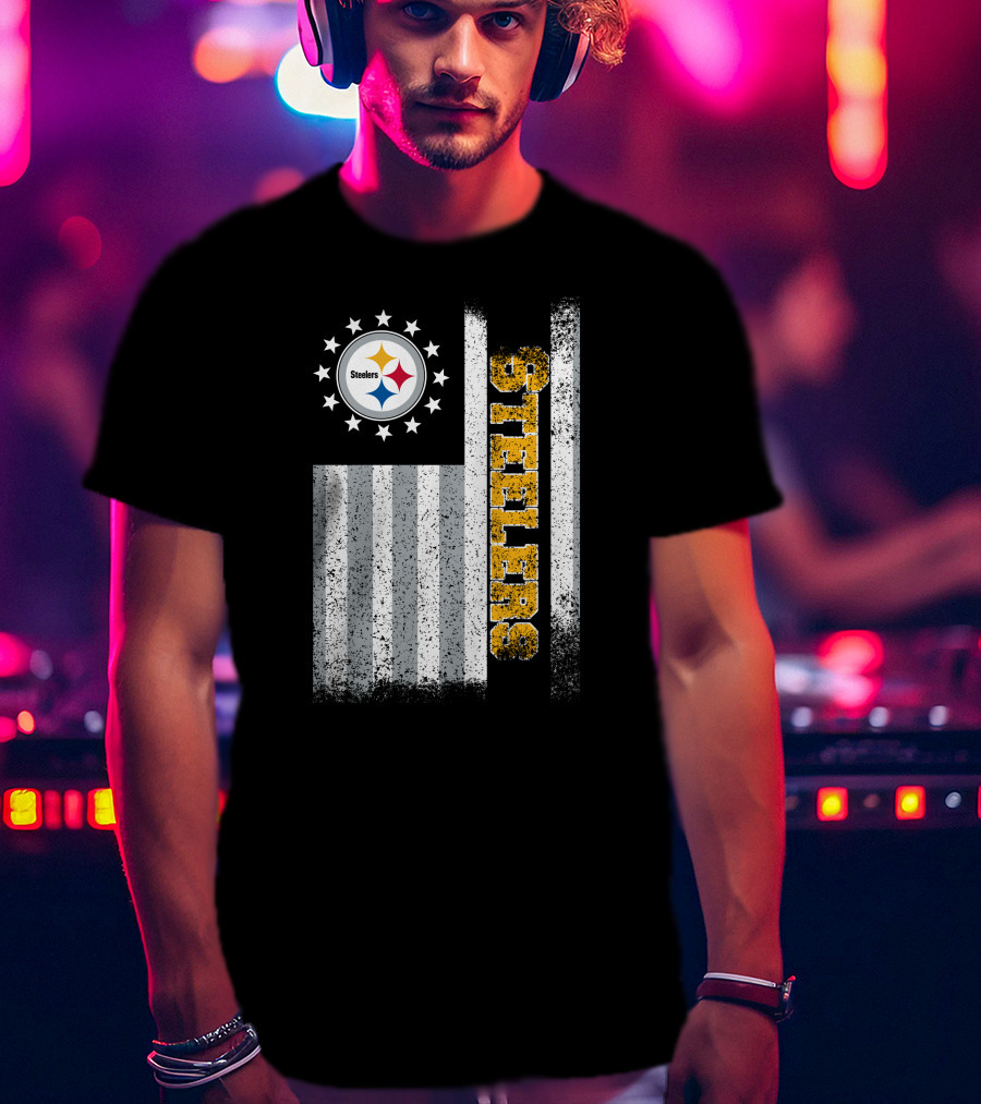 Pittsburgh Steelers American Flag Stars And Stripes T-Shirt