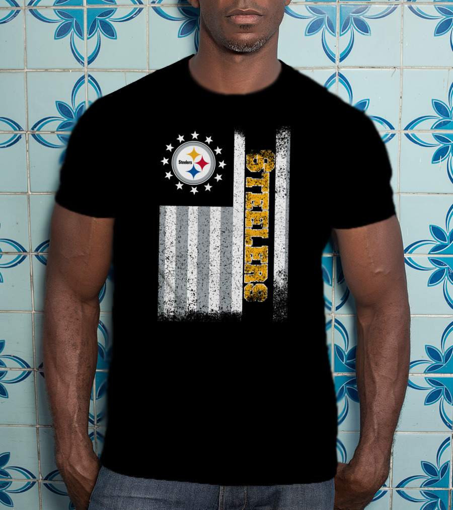Pittsburgh Steelers American Flag Stars And Stripes T-Shirt