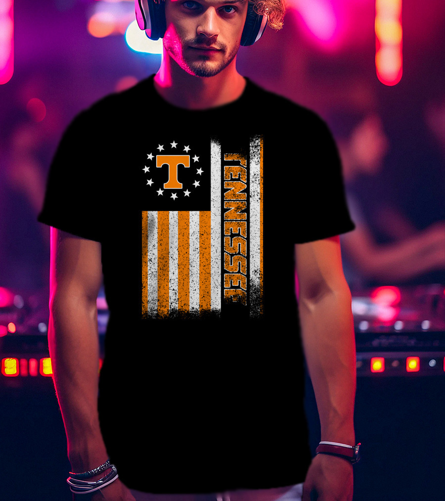 Tennessee Volunteers American Flag Stars And Stripes Vintage Look T-Shirt