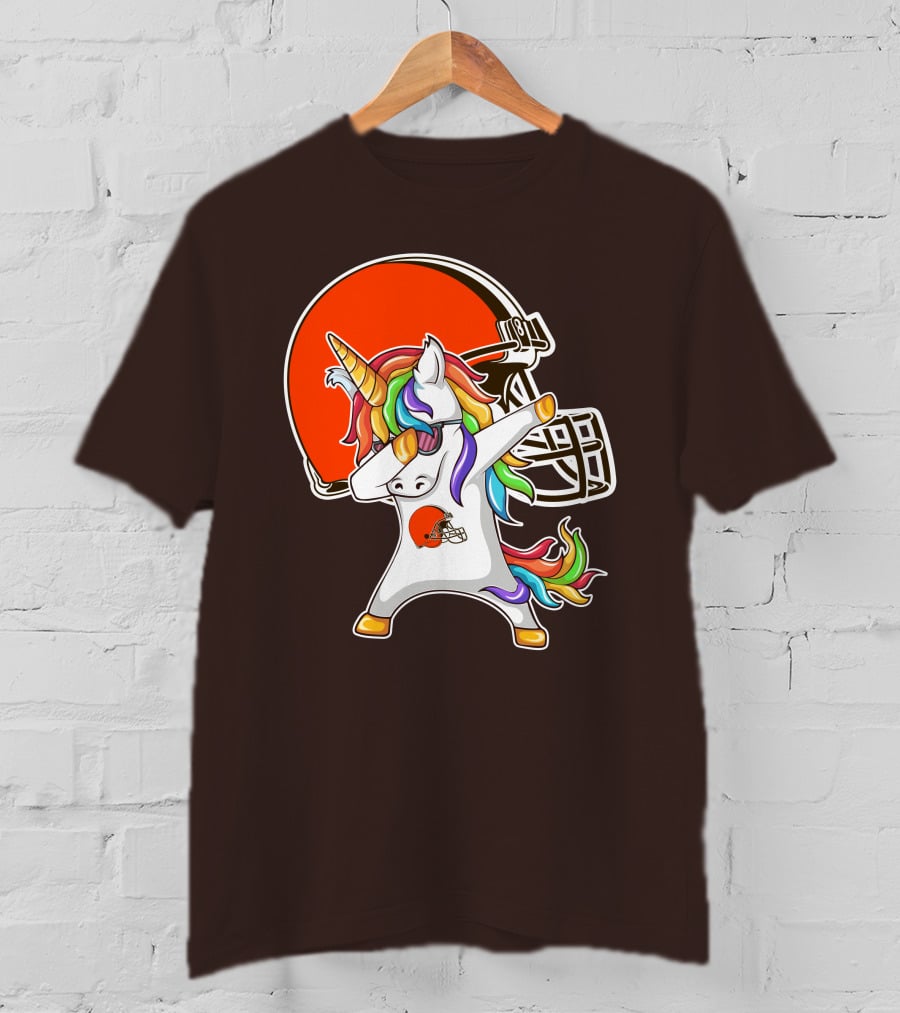 Cleveland Browns Unicorn Dabbing With Helmet T-Shirt