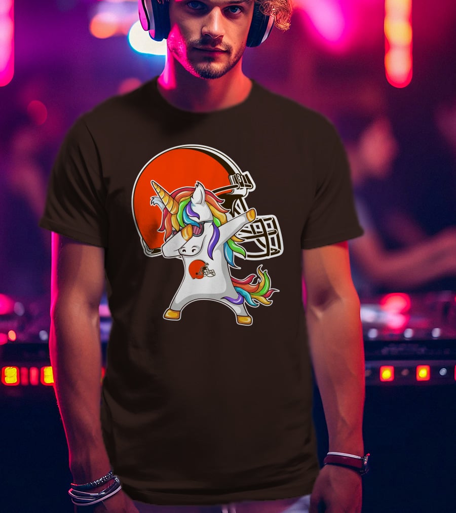 Cleveland Browns Unicorn Dabbing With Helmet T-Shirt