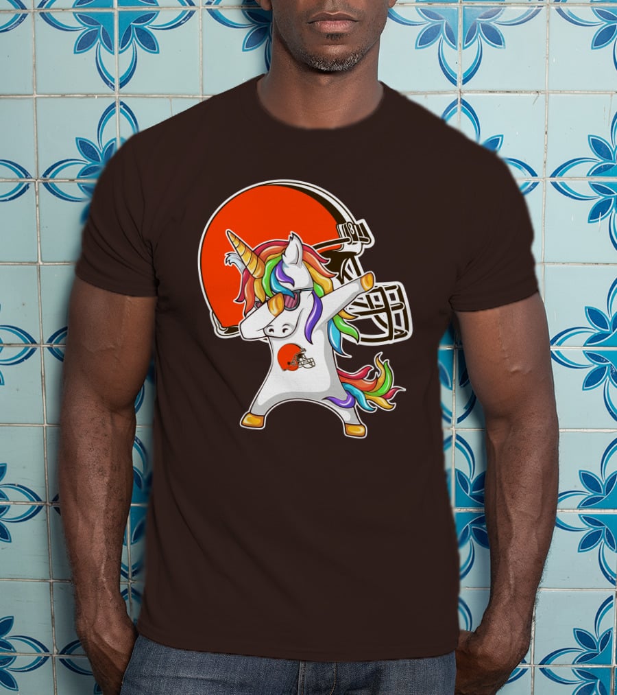 Cleveland Browns Unicorn Dabbing With Helmet T-Shirt