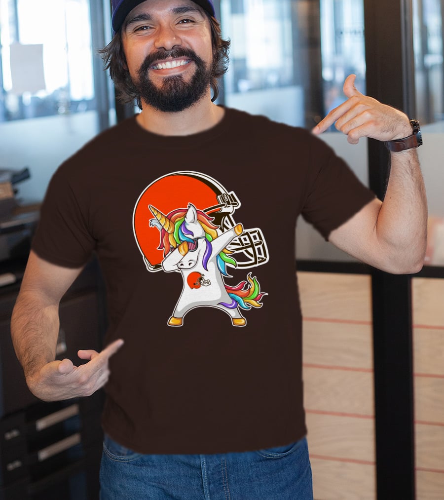 Cleveland Browns Unicorn Dabbing With Helmet T-Shirt