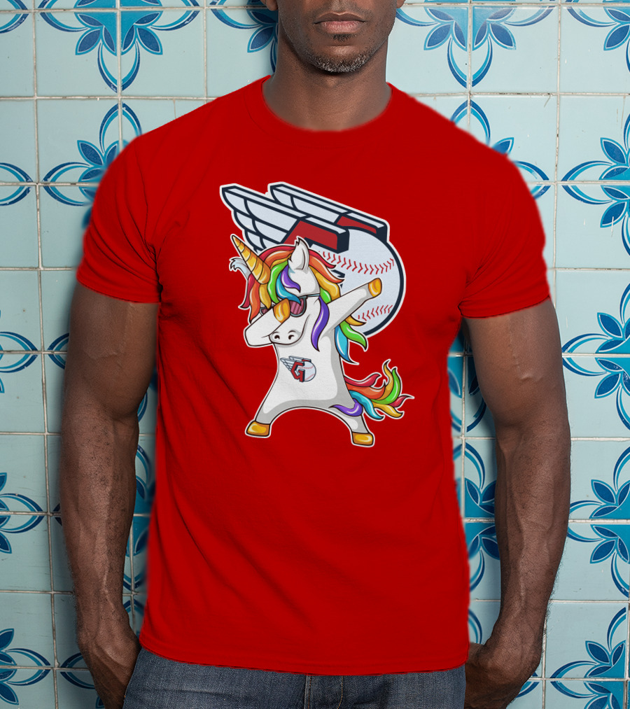 Cleveland Guardians Baseball Unicorn Dabbing With Winged Ball T-Shirt