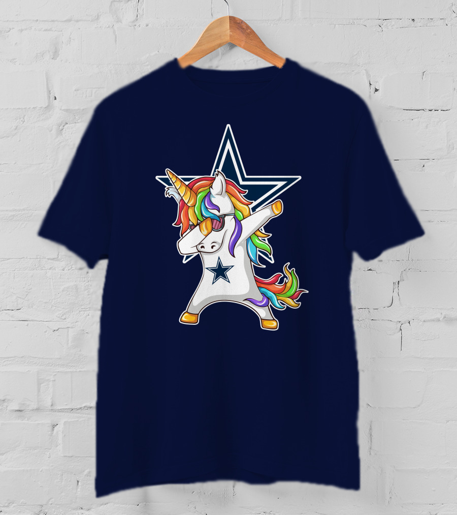 Dallas Cowboys Unicorn Dabbing Star Rainbow T-Shirt