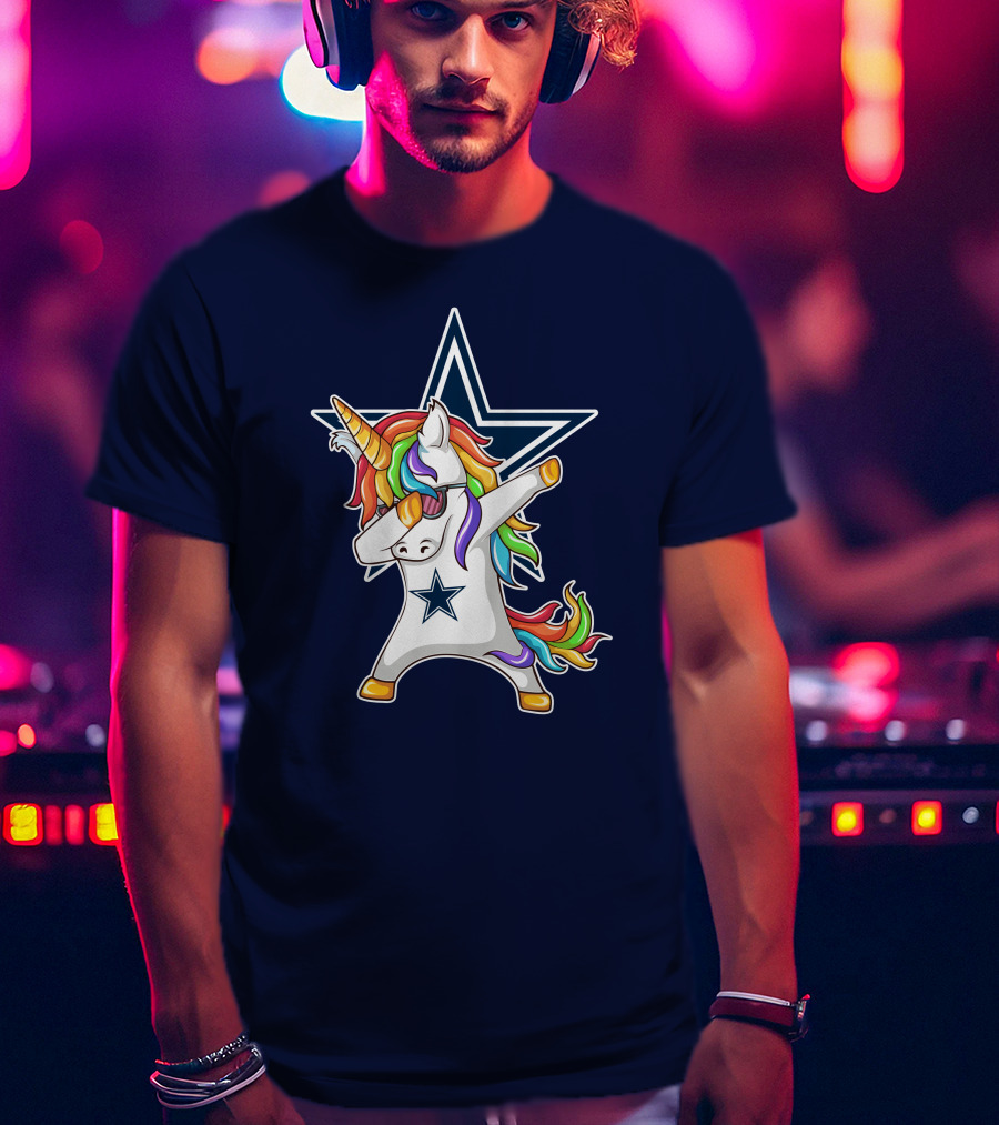 Dallas Cowboys Unicorn Dabbing Star Rainbow T-Shirt