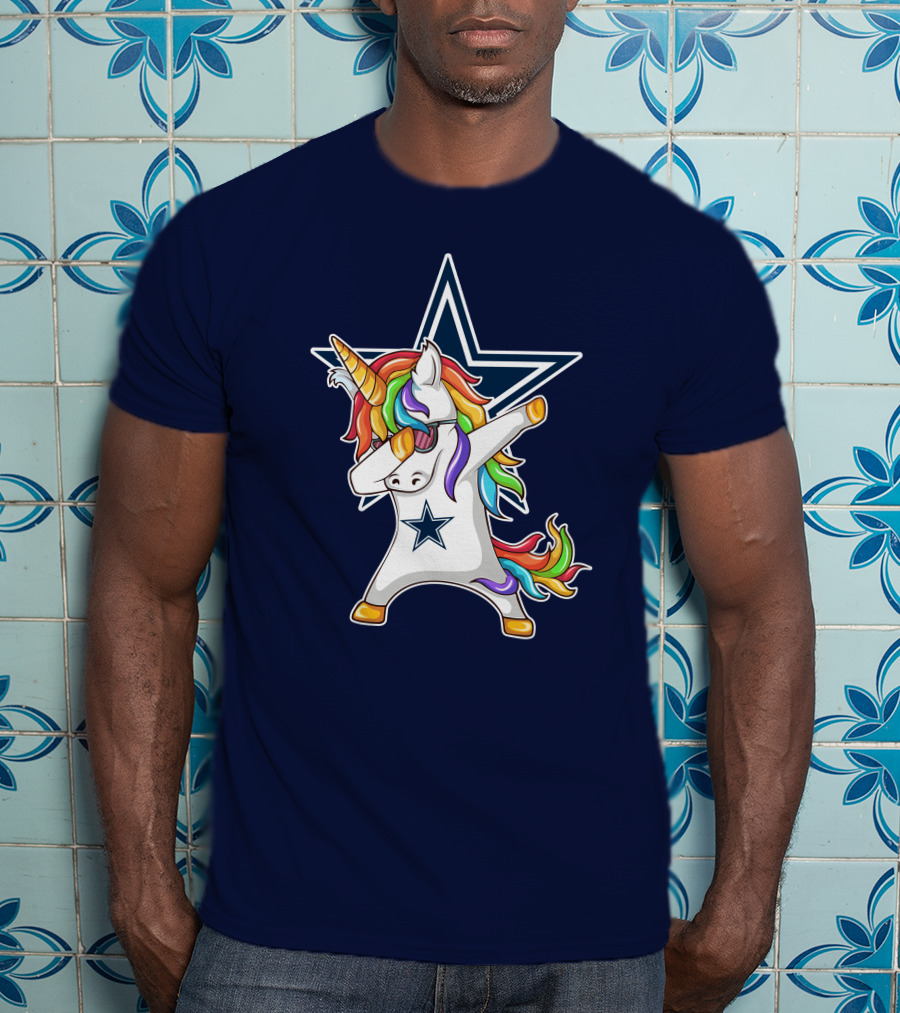 Dallas Cowboys Unicorn Dabbing Star Rainbow T-Shirt