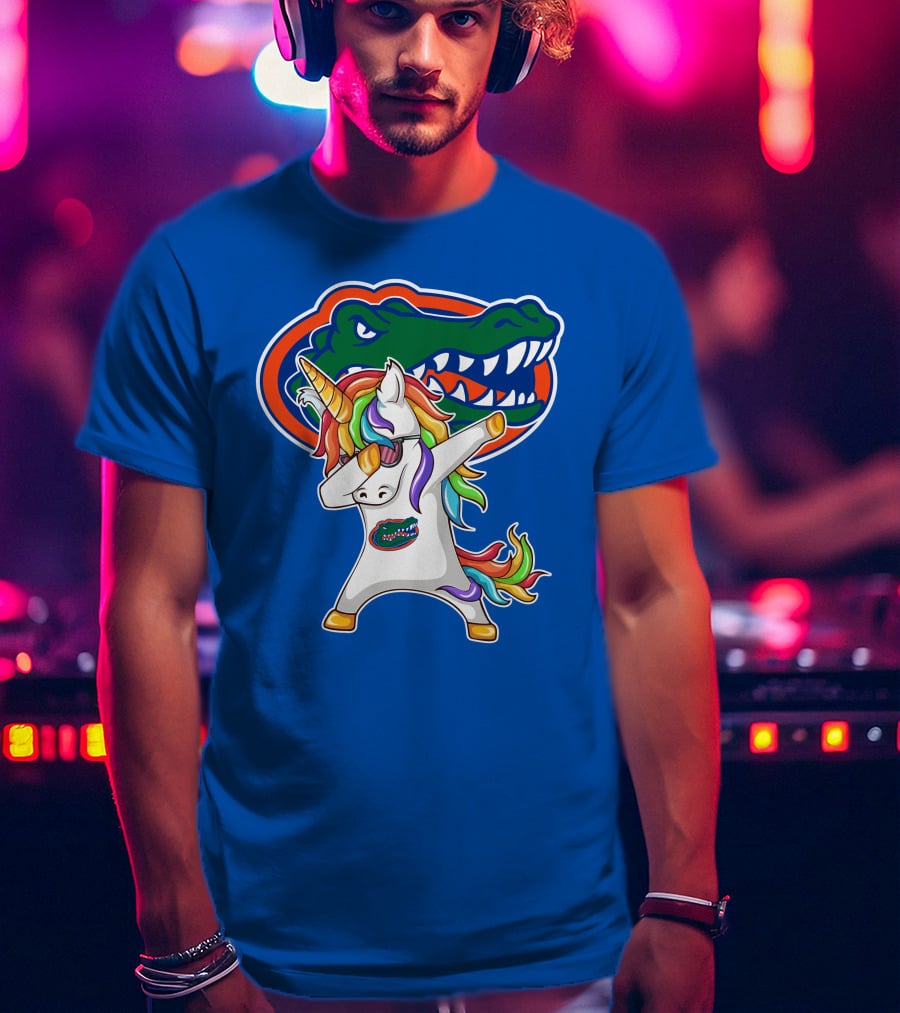 Florida Gators Dabbing Unicorn Rainbow Mane T-Shirt