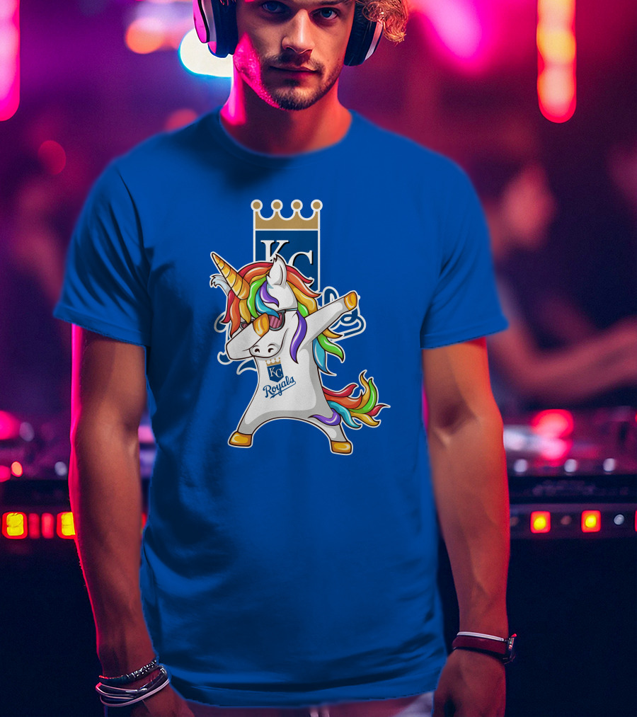 KC Royals Unicorn Dabbing With Rainbow Mane T-Shirt