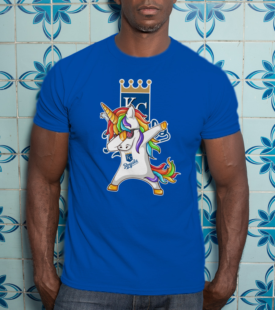 KC Royals Unicorn Dabbing With Rainbow Mane T-Shirt