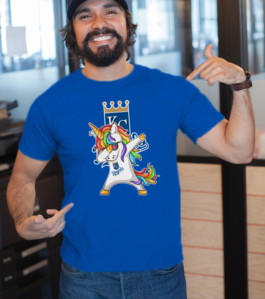 KC Royals Unicorn Dabbing With Rainbow Mane T-Shirt