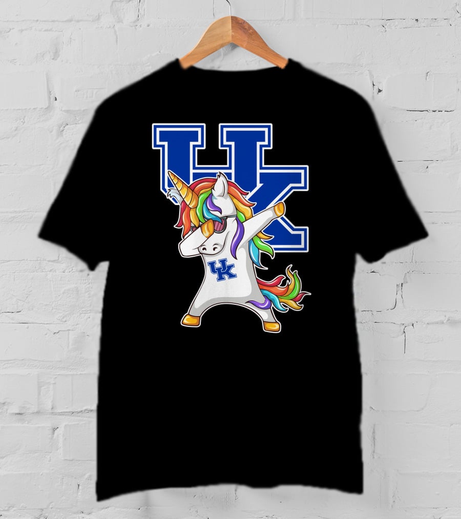 Kentucky Wildcats Unicorn Dabbing UK Logo Rainbow Mane T-Shirt