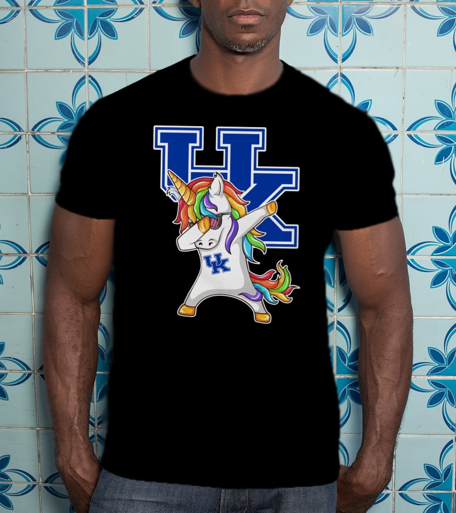 Kentucky Wildcats Unicorn Dabbing UK Logo Rainbow Mane T-Shirt