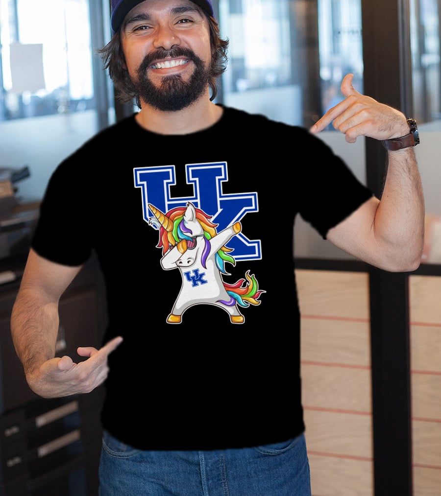 Kentucky Wildcats Unicorn Dabbing UK Logo Rainbow Mane T-Shirt