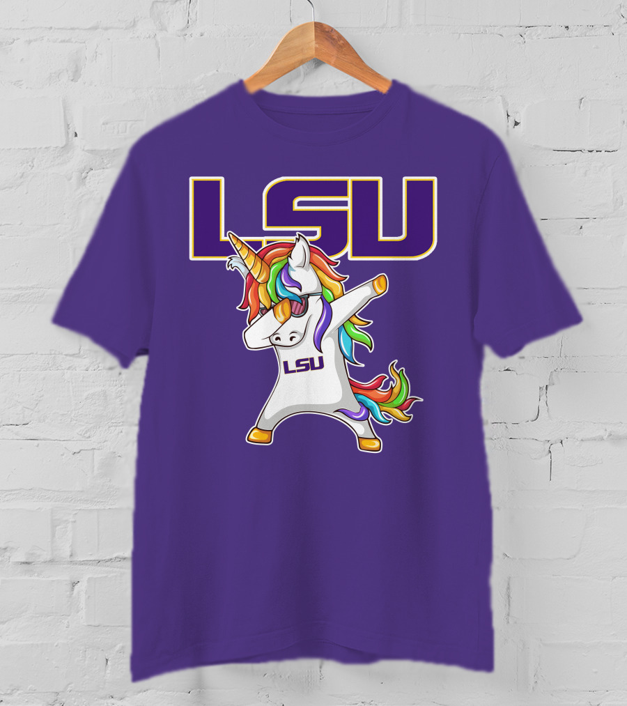 LSU Tigers Unicorn Dabbing Rainbow Mane T-Shirt