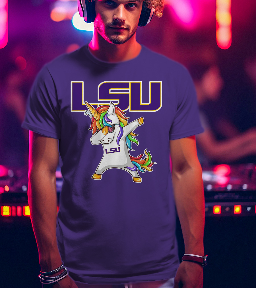 LSU Tigers Unicorn Dabbing Rainbow Mane T-Shirt