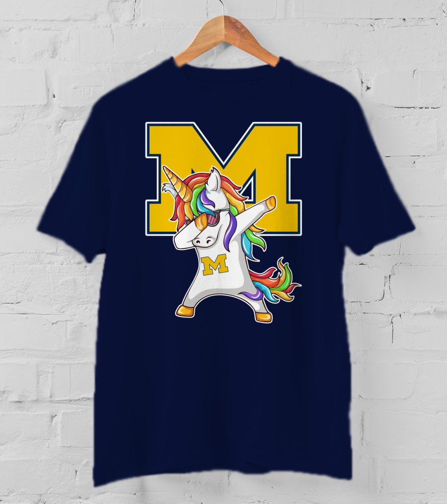 Michigan Wolverines Unicorn Dabbing M T-Shirt