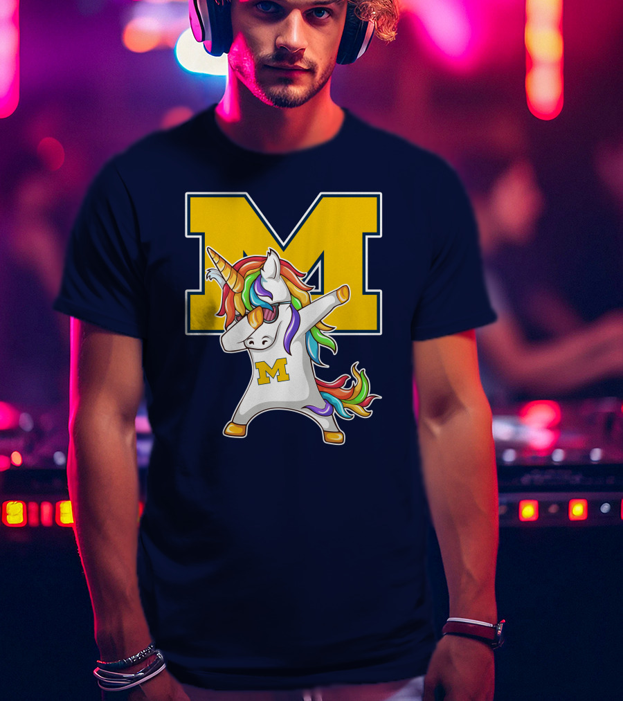 Michigan Wolverines Unicorn Dabbing M T-Shirt