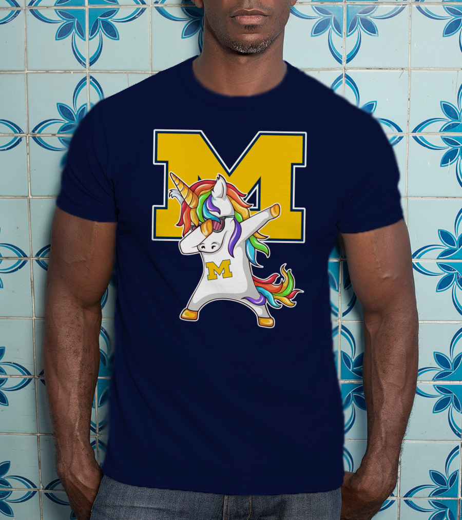 Michigan Wolverines Unicorn Dabbing M T-Shirt