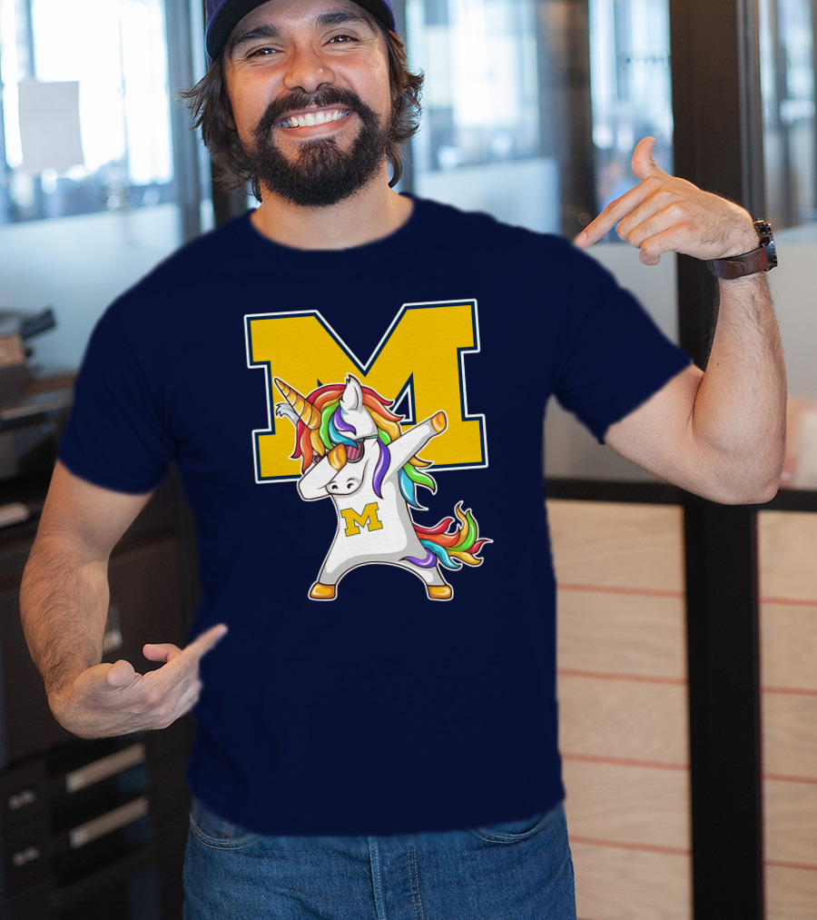 Michigan Wolverines Unicorn Dabbing M T-Shirt