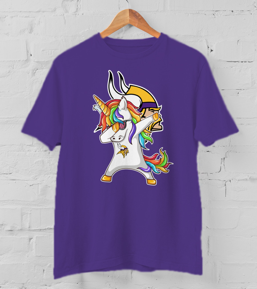 Minnesota Vikings Rainbow Unicorn Dabbing T-Shirt