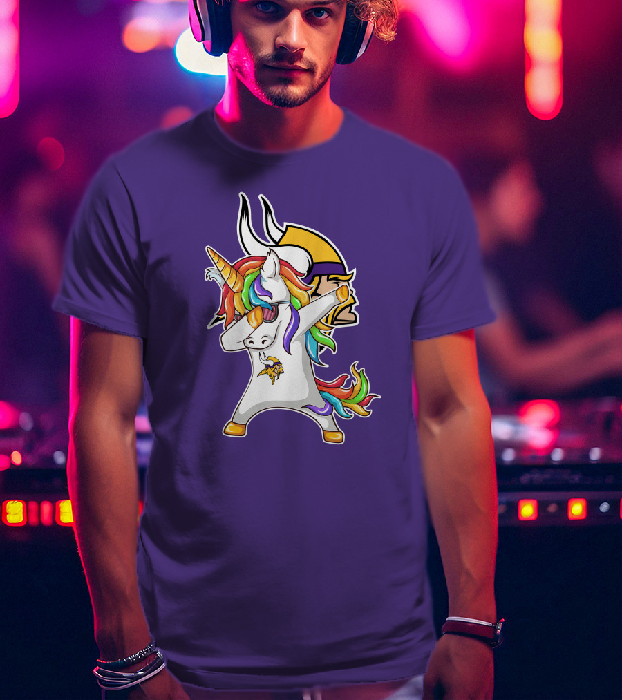 Minnesota Vikings Rainbow Unicorn Dabbing T-Shirt