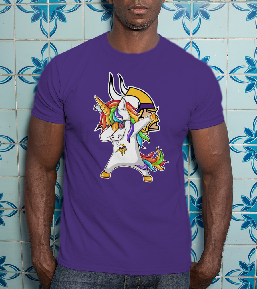 Minnesota Vikings Rainbow Unicorn Dabbing T-Shirt