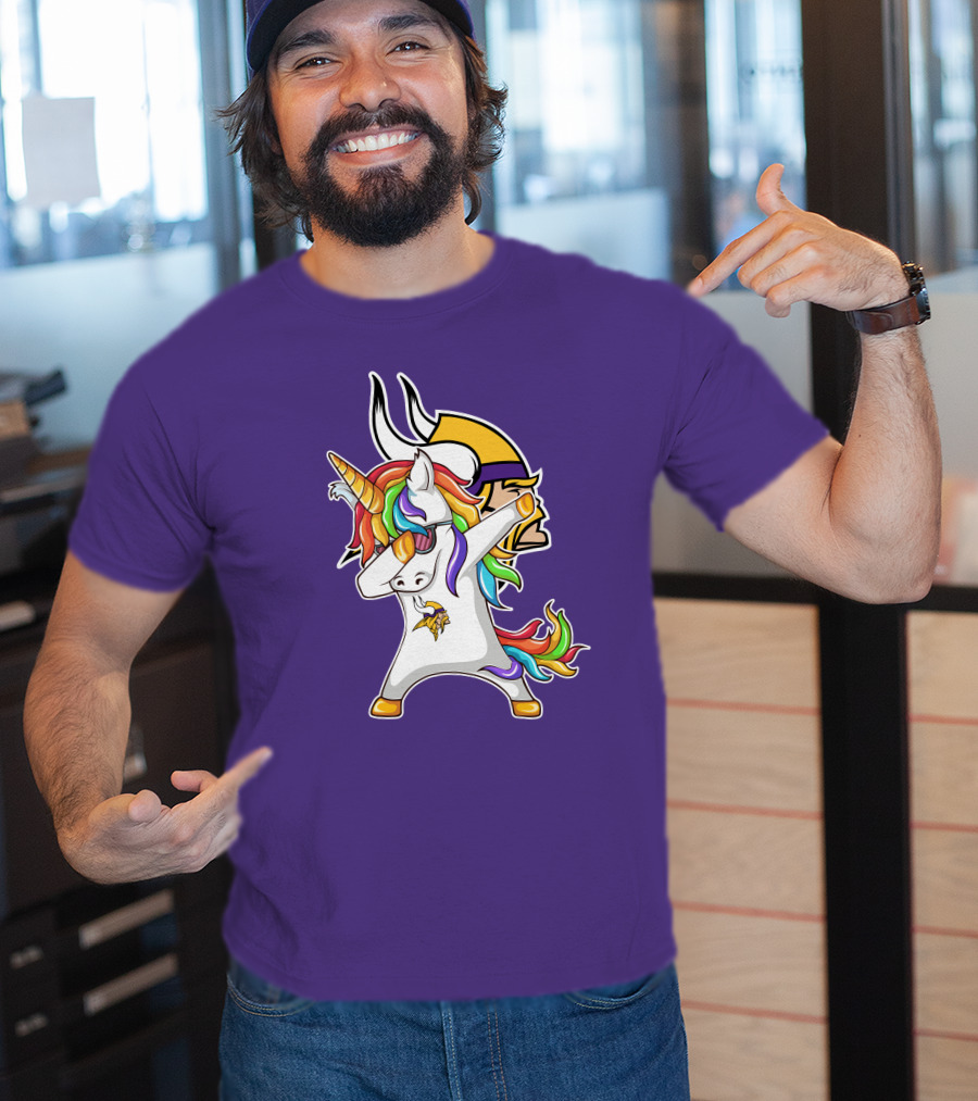 Minnesota Vikings Rainbow Unicorn Dabbing T-Shirt