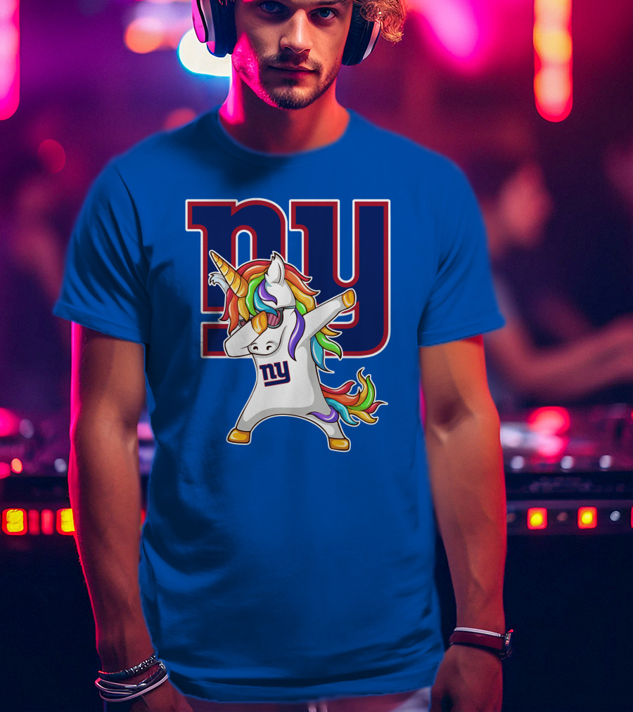 NY Giants Rainbow Unicorn Dab T-Shirt