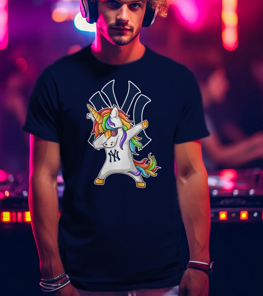New York Yankees Unicorn Dabbing Rainbow T-Shirt