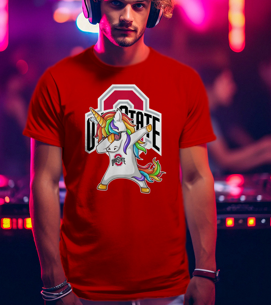Ohio State Buckeyes Rainbow Unicorn Dabbing T-Shirt