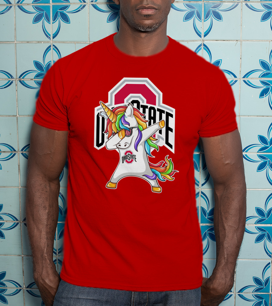 Ohio State Buckeyes Rainbow Unicorn Dabbing T-Shirt