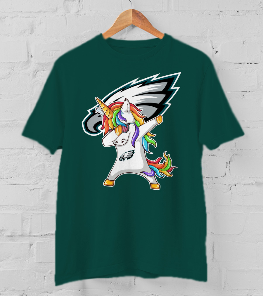 Philadelphia Eagles Unicorn Dabbing Rainbow Mane T-Shirt