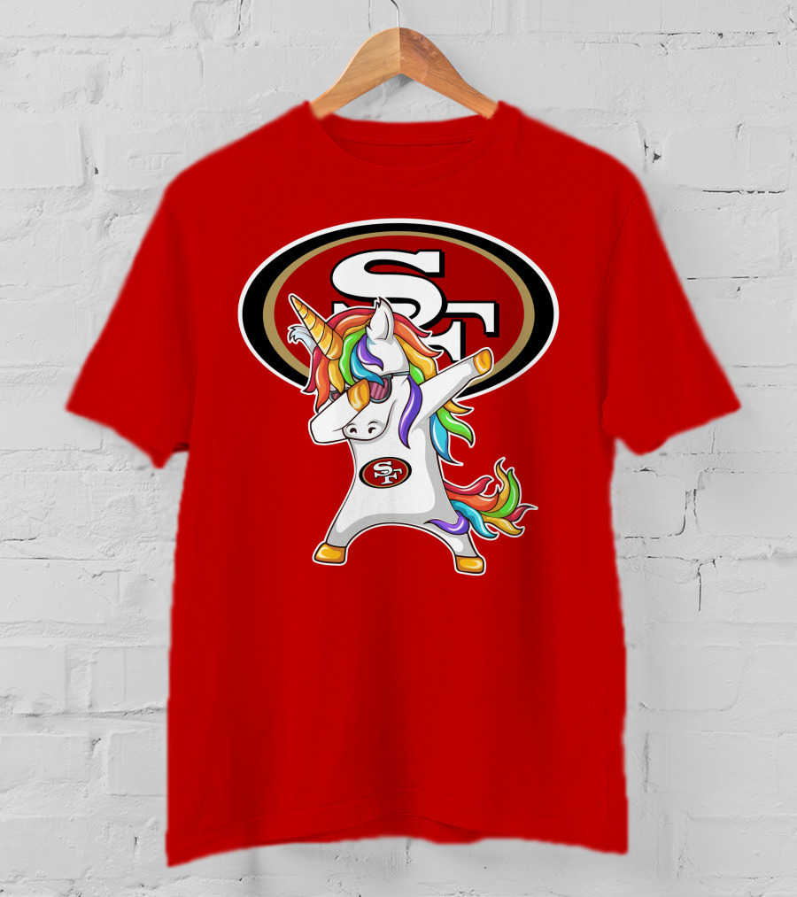 San Francisco 49ers SF Logo Rainbow Unicorn Dabbing T-Shirt
