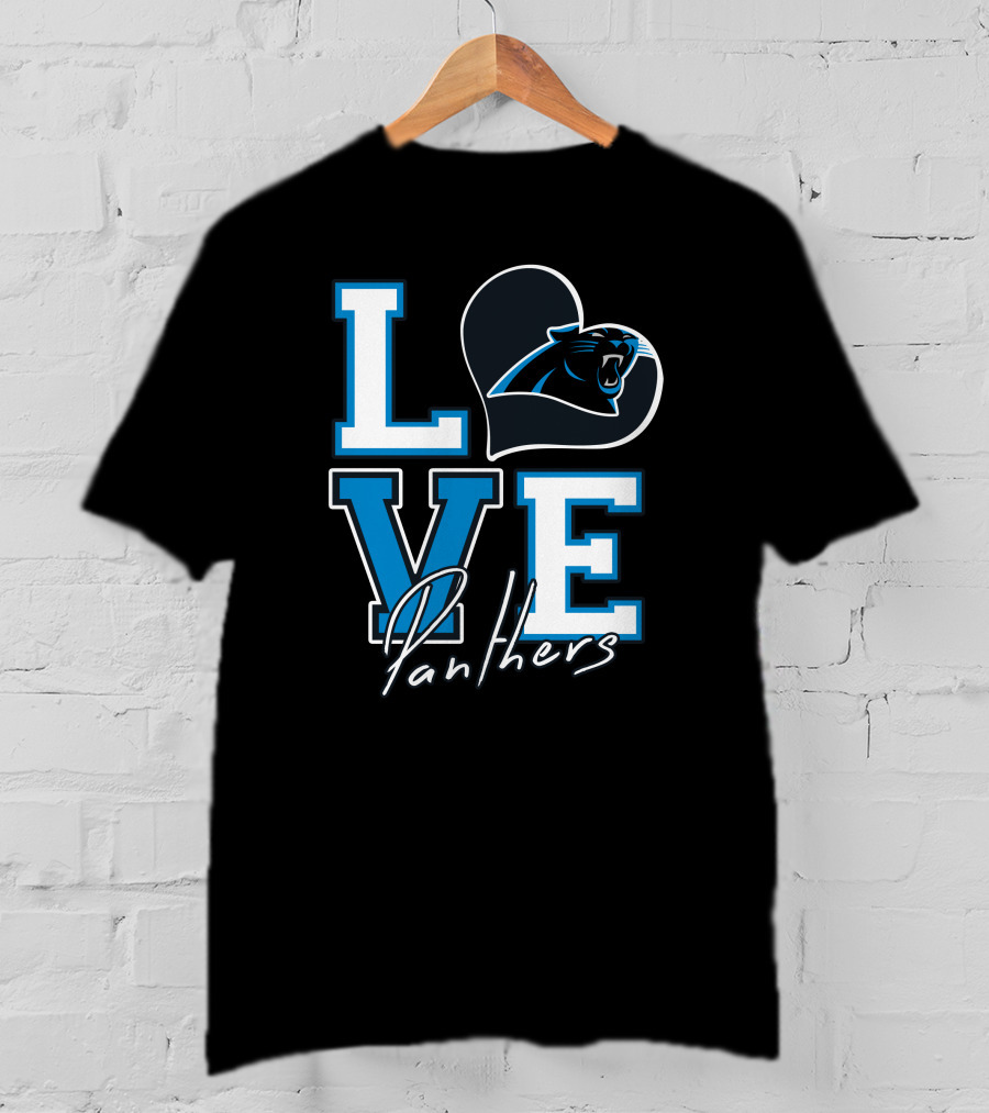 Love Panthers Heart T-Shirt
