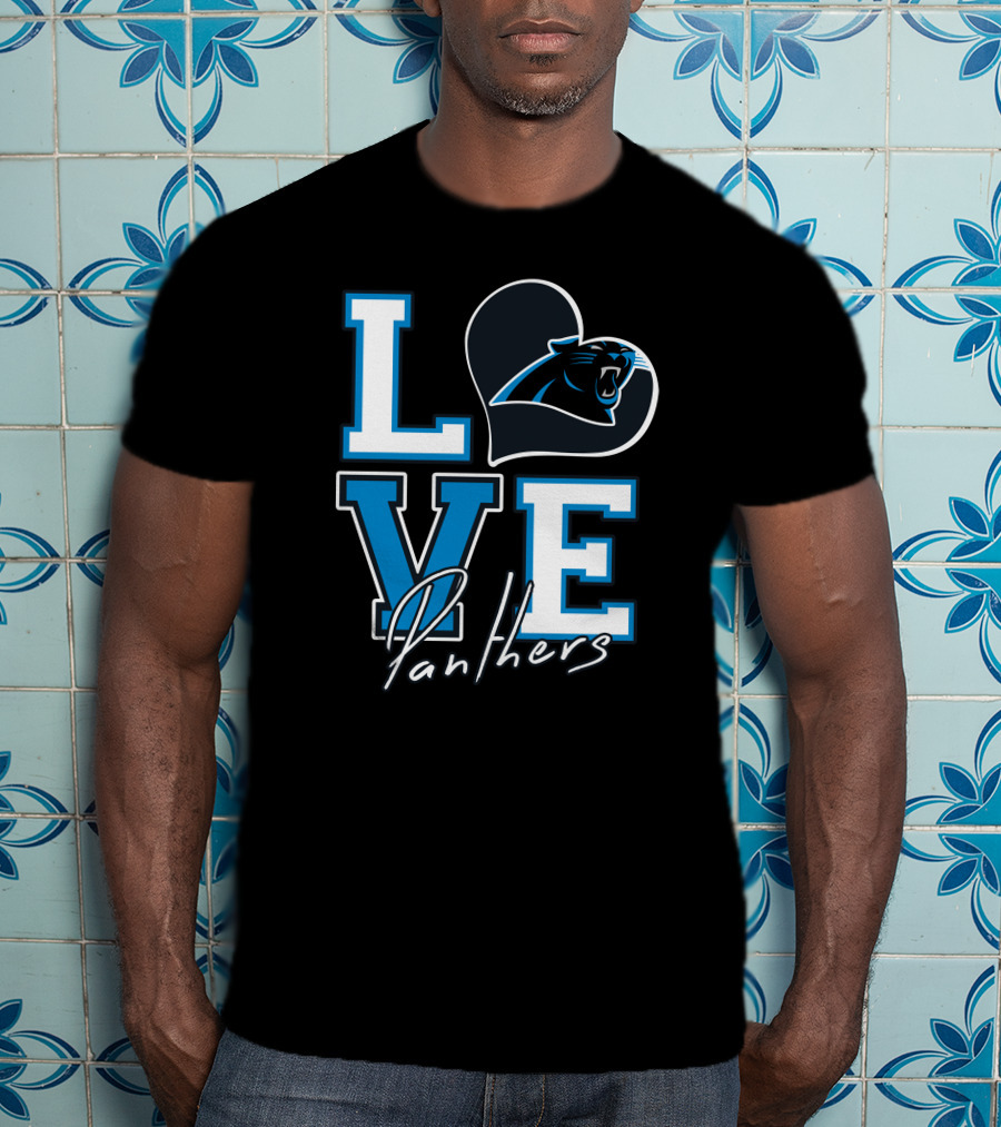 Love Panthers Heart T-Shirt